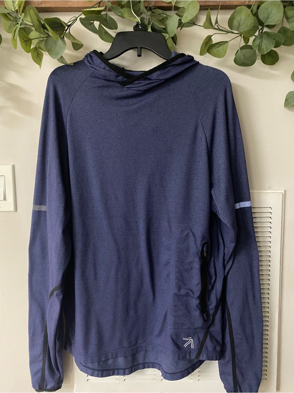 J. Crew Navy Hooded Performance Long-Sleeve Pullover